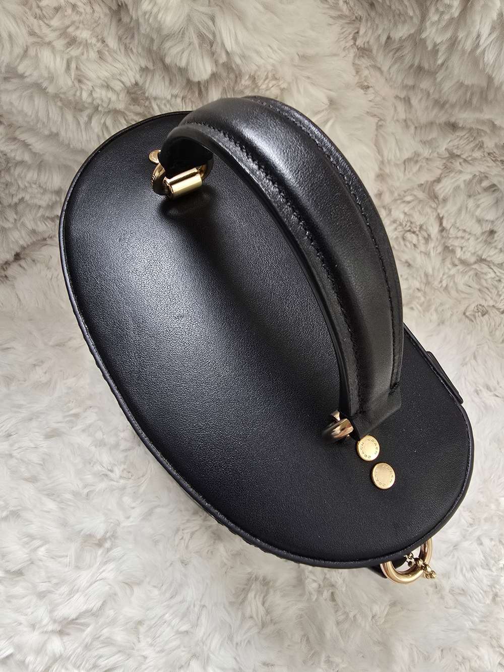 Coach Black Leather Top-Handle Mini Vanity Bag with Gold Hardware - Picture 8 of 12